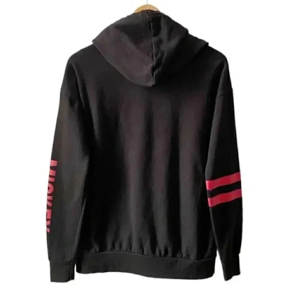 Disney Mickey Mouse Hoodie Sweatshirt Fleece Pullover Black Red Size Medium - Picture 2 of 14